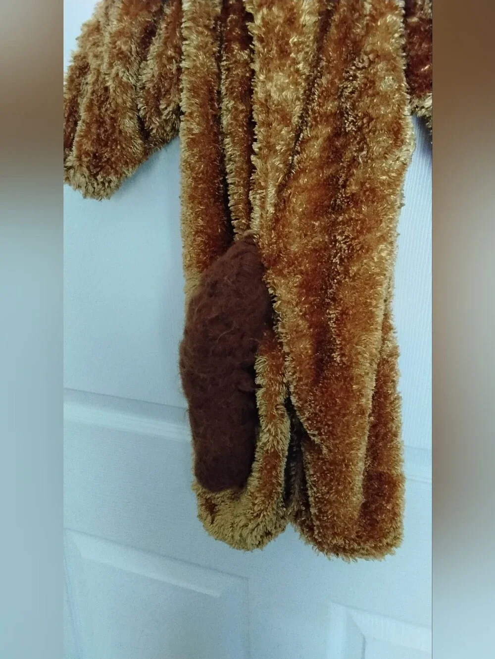 Cozy Brown Fuzzy Pony Baby One-Piece Costume with Hood